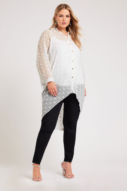 Oversized Textured Spot Longline Shirt