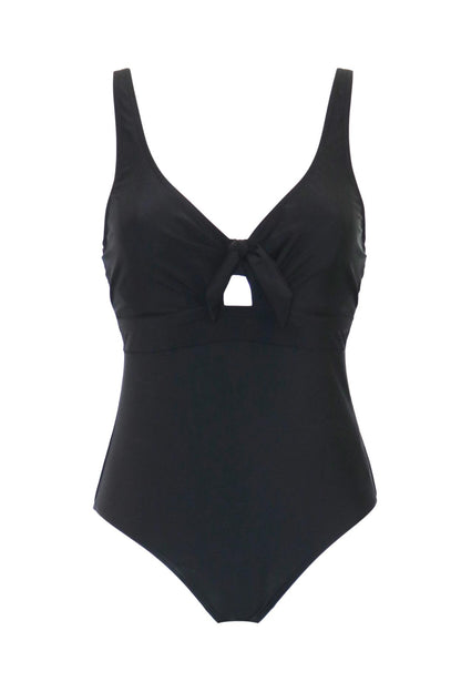 Underwired Bow Front Tummy Control Swimsuit - Black