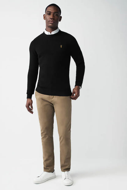 Black Oxford Regular Mock Shirt Jumper