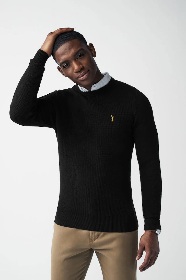 Black Oxford Regular Mock Shirt Jumper