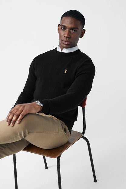 Black Oxford Regular Mock Shirt Jumper