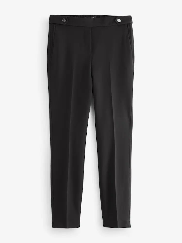 Petite Black Tailored Elastic Back Skinny Leg Trousers
