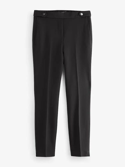 Petite Black Tailored Elastic Back Skinny Leg Trousers