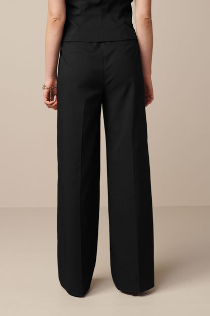 Black Petite Tailored Stretch Wide Leg Trousers