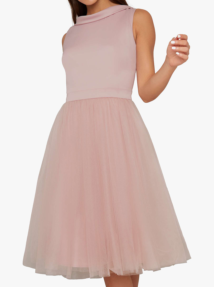 Midi Tulle Skater Dress Pink
