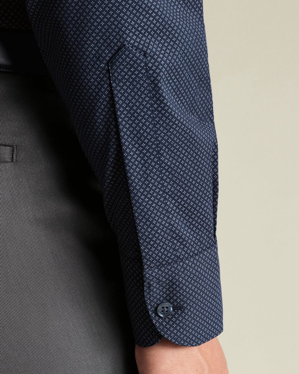 Non-Iron Performance Print Slim Fit Shirt – Navy