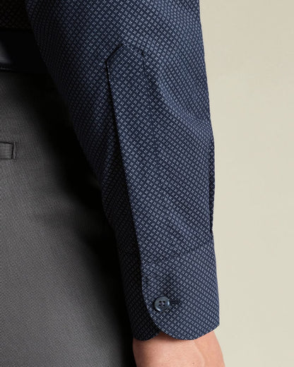 Non-Iron Performance Print Slim Fit Shirt – Navy