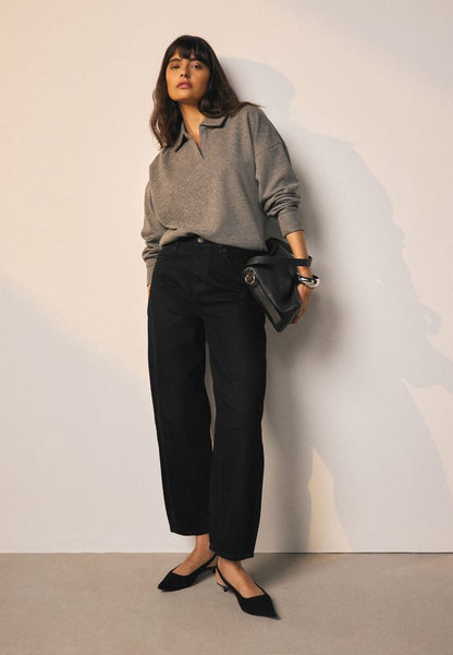 Next Mid Rise Barrel Leg Jean Black