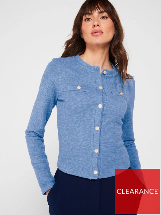 Blue Boucle Cardigan Top