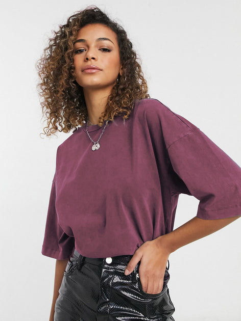 Oversized Crop T-Shirt Plum
