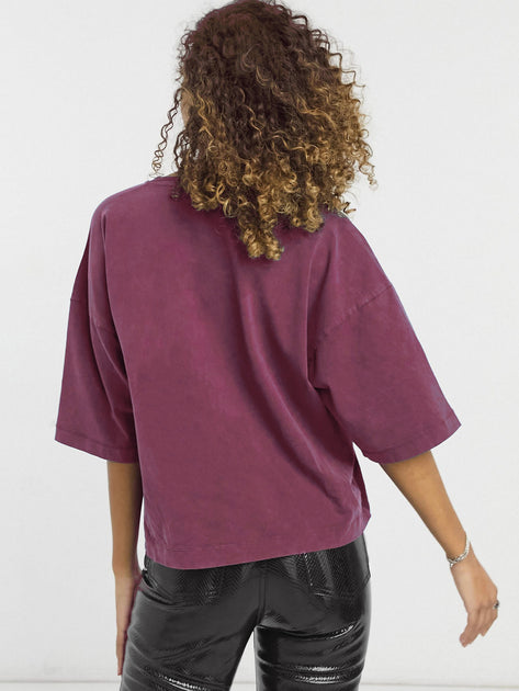 Oversized Crop T-Shirt Plum