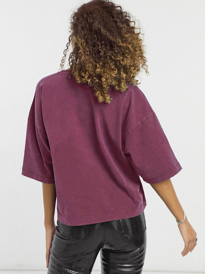 Oversized Crop T-Shirt Plum