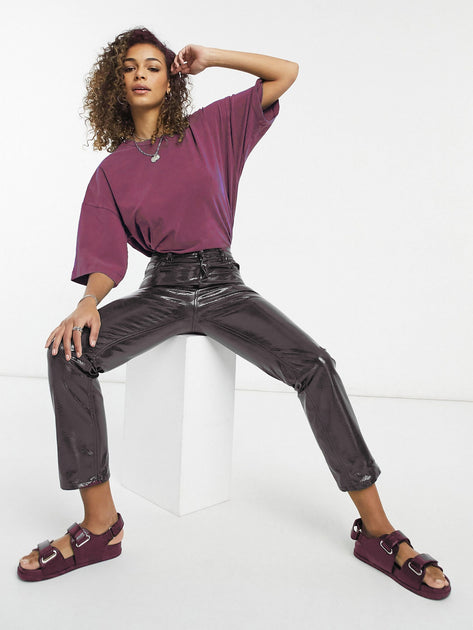 Oversized Crop T-Shirt Plum