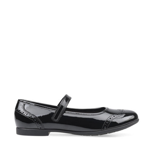 Black Patent Girls Rip-tape Angry Angels School Shoes