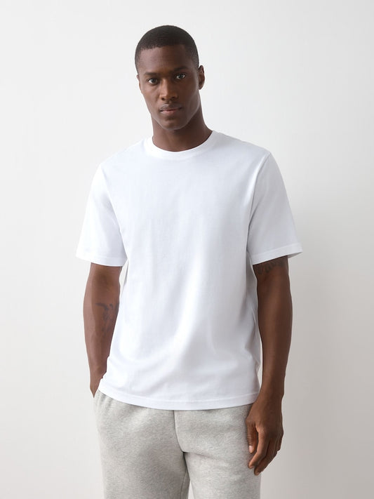 White Regular Fit Essential Crew Neck Cotton T-Shirt