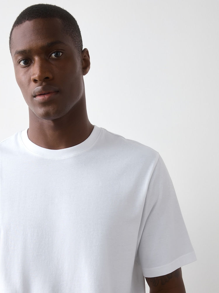 White Regular Fit Essential Crew Neck Cotton T-Shirt