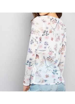 Floral Print Mesh Top