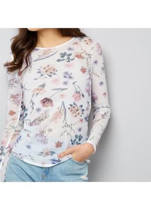 Floral Print Mesh Top