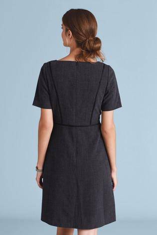 Navy Marl Tailored Short Sleeve Skater Dress