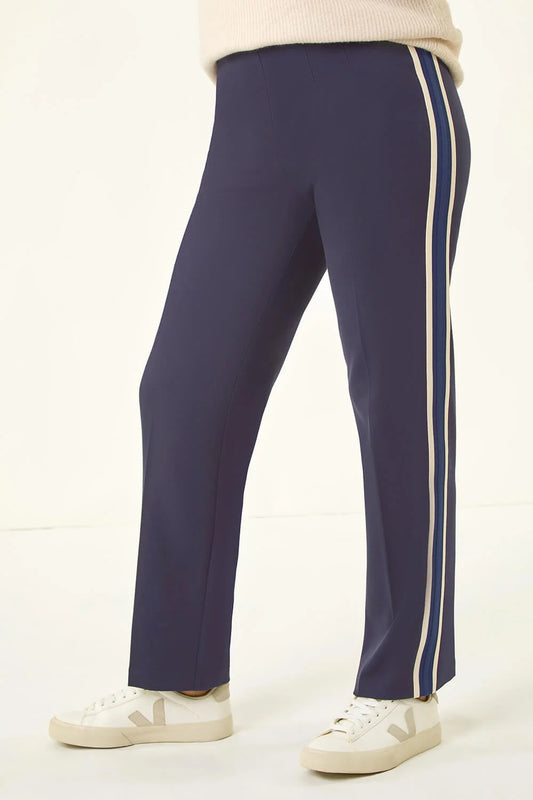 Navy Petite Side Stripe Ponte Trouser