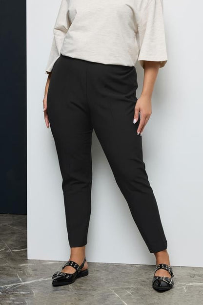 Black Elasticated Tapered Stretch Trousers