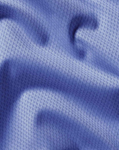 Double Cuff Extra Slim fit Egyptian cotton Ascot weave Shirt - Indigo Blue