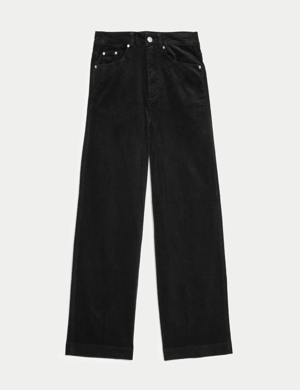 Black Cotton Rich Cord Wide Leg Trousers