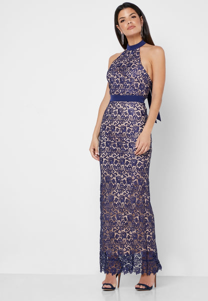 Halter Neck Lace Maxi Dress