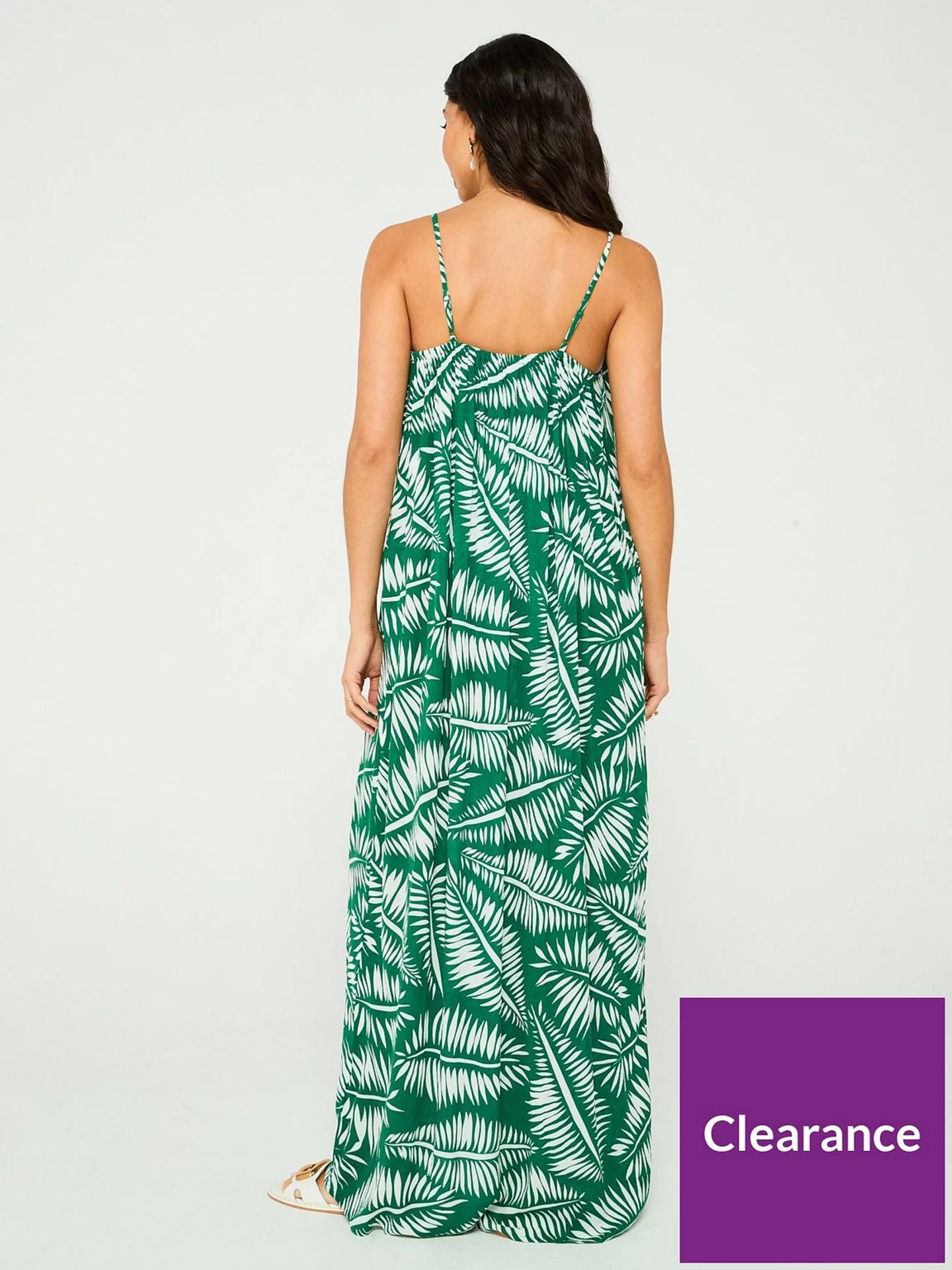Strappy Printed Summer Maxi Dress Green