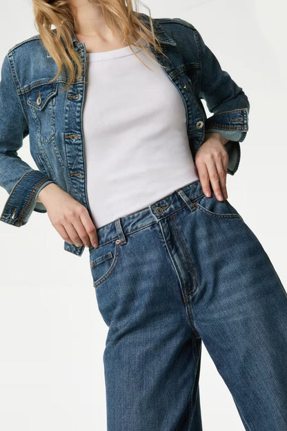 Tall Slouchy Mid Rise Wide Leg Jeans
