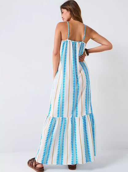 V by Very Aztec Maxi Beach Dress - Blue/White
