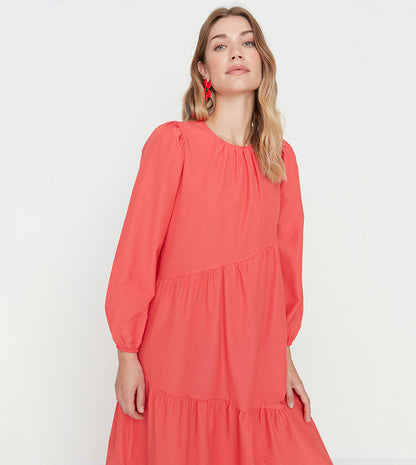 Coral Woven Maxi Dress