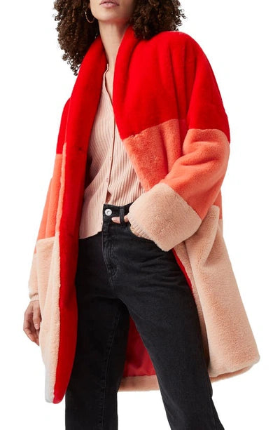 IZO Color Block Faux Fur Jacket