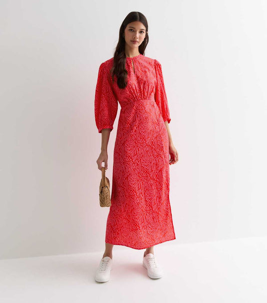 Puff Sleeve Midi Dress