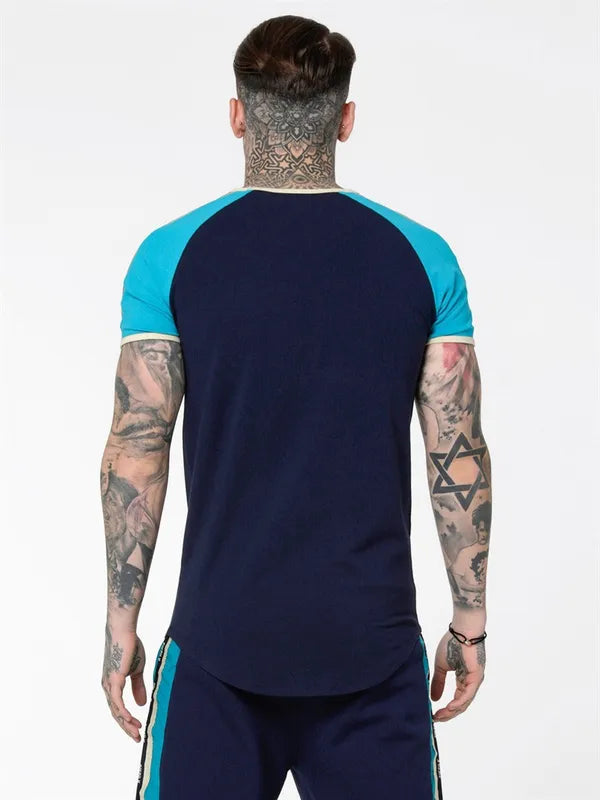 Contrast Tape Gym Tee Teal/Navy