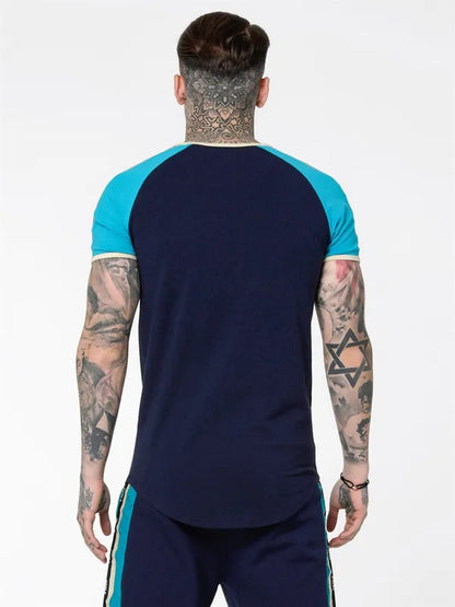 Contrast Tape Gym Tee Teal/Navy