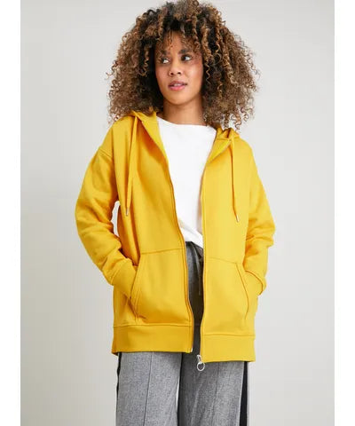Yellow Longline Zip-Through Hoodie