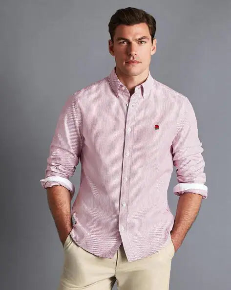 Pure Cotton Oxford Stripe Slim Fit Rugby Shirt