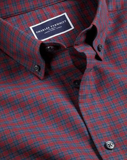 Check Brushed Cotton Twill Classic Fit Shirt, Red