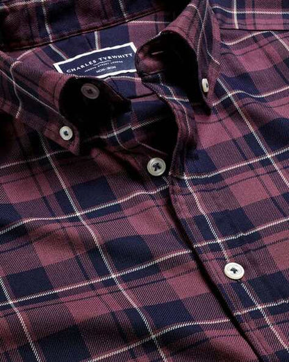 Button-Down Collar Non-Iron Twill Windowpane Checkered Classic Fit Shirt