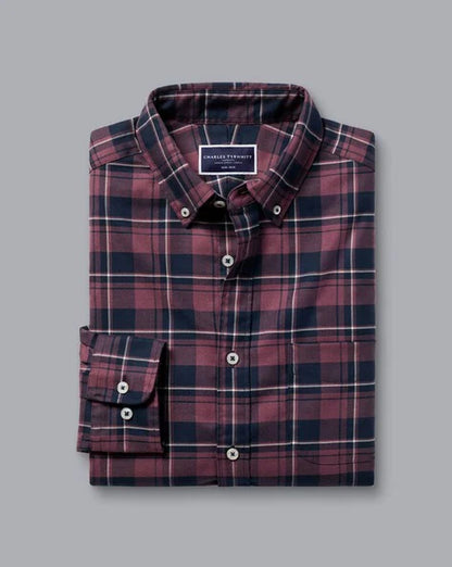 Button-Down Collar Non-Iron Twill Windowpane Checkered Classic Fit Shirt