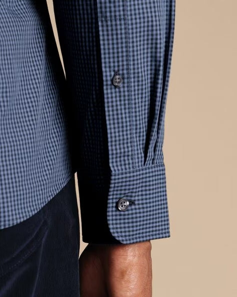 Classic Fit Button Down Collar Gingham Shirt Indigo