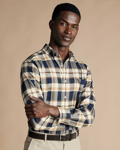 Brown Check Non-iron Twill Extra Slim Fit Shirt