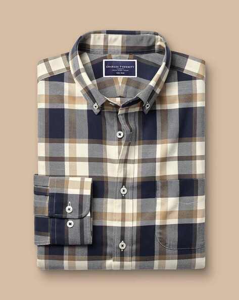 Brown Check Non-iron Twill Extra Slim Fit Shirt