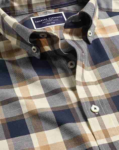 Brown Check Non-iron Twill Extra Slim Fit Shirt
