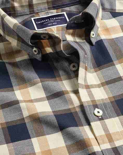 Brown Check Non-iron Twill Extra Slim Fit Shirt
