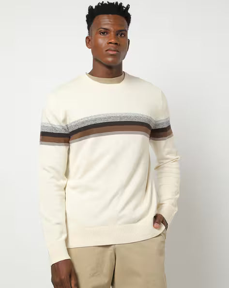 Striped Crew-Neck Pullover