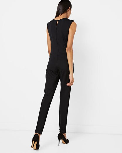 Sleeveless Jumpsuit with Metal Accents