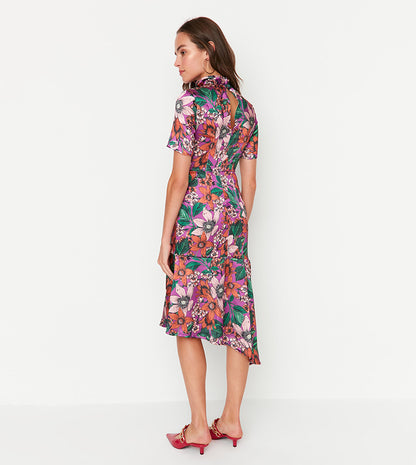 Floral Asymmetric Print Dress