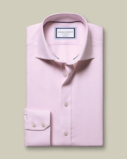 Cutaway Collar Non-Iron Stretch Burlington Weave Slim Fit Shirt - Pink